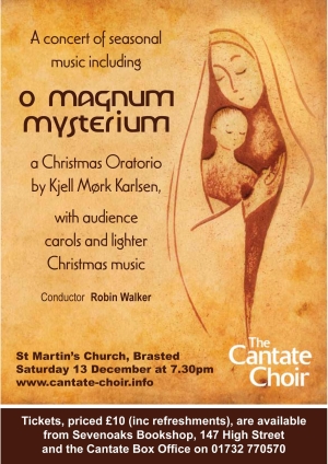 Poster from Cantate Choir's December 2008 concert, O Magnum Mysterium